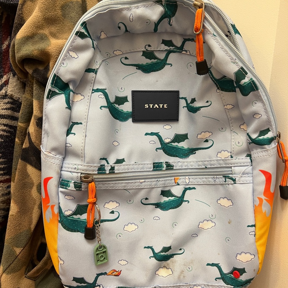 STATE Dragon Print Backpack with Orange Details/smaller size